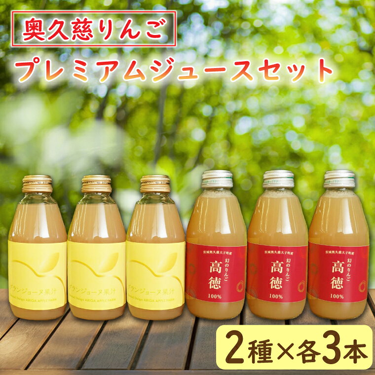 【数量限定】奥久慈りんごプレミアムジュースセット 2種×各3本、計6本(200ml/本)（AV002）
