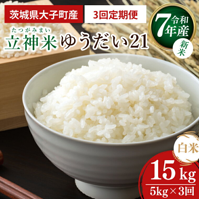 [3ヶ月定期便][新米]令和7年産 立神米ゆうだい21(白米)5kg×3回|茨城県 大子町 米 コンテスト 受賞 生産者 大子産米 産地直送 モチモチ