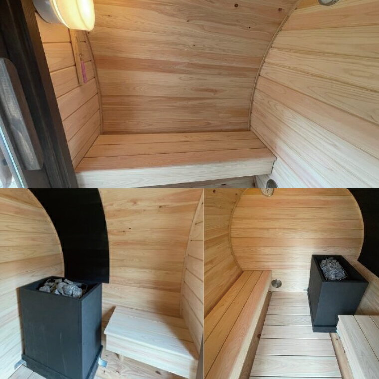 【ふるさと納税】小型 バレルサウナ 樽型サウナ BURROW mini 2.0 ブラック 茨城県 八溝檜 銘木 常陸檜使用(BO002)