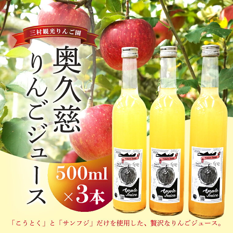 樹上完熟 奥久慈りんごジュース 500ml×3本セット