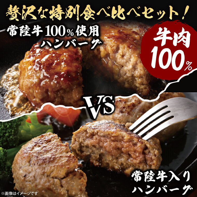 【ふるさと納税】【茨城県共通返礼品】常陸牛100％ vs 常陸牛入りハンバーグの食べ比べセット （計10個入り）常陸牛使用｜ブランド牛 銘柄牛 和牛 黒毛和牛 国産 A5・A4ランク 等級 お肉 牛肉 真空 小分け 個包装 茨城県 大子町（DD021）