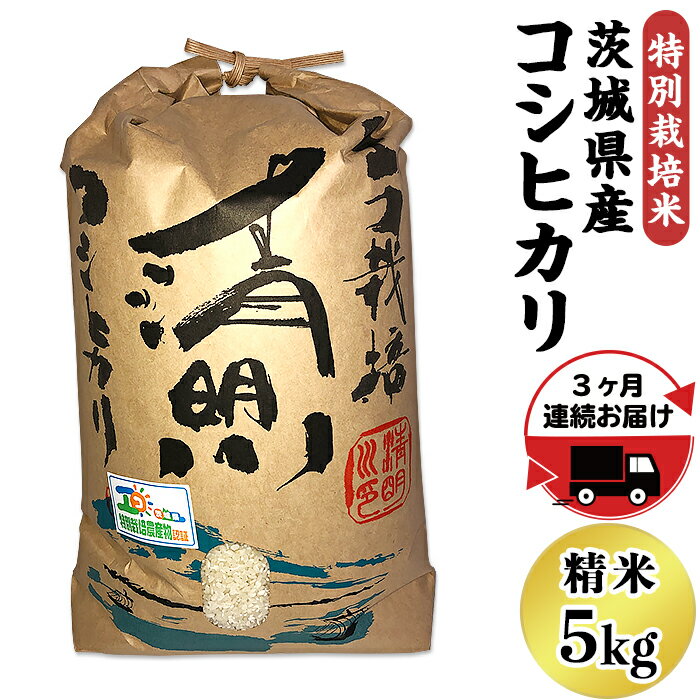 【ふるさと納税】定期便 お楽しみ 20-03【3ヵ月連続お届け】茨城県産コシヒカリ特別栽培米5kg【大地のめぐみ】