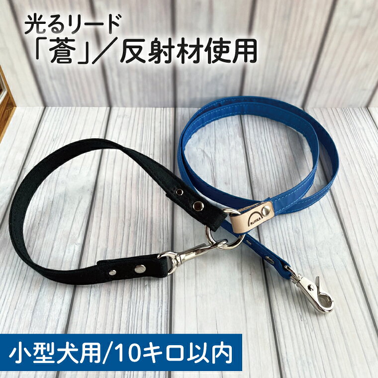 【ふるさと納税】『蒼』オリジナル反射材の光る犬用リード【小型犬10kg用】【散歩 愛犬 夜散歩 手作り 阿見町 茨城県】(40-13)