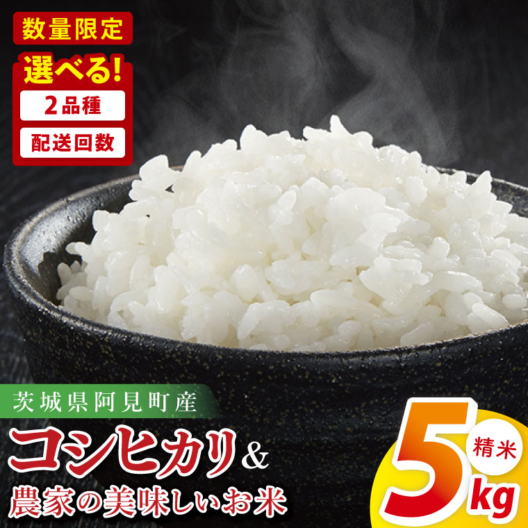 [令和7年産新米][選べる定期回数]阿見町産コシヒカリ or 農家の美味しいお米 5kg[精米 コシヒカリ 定期便 お米 米 ごはん 阿見町 茨城県 茨城県産米]