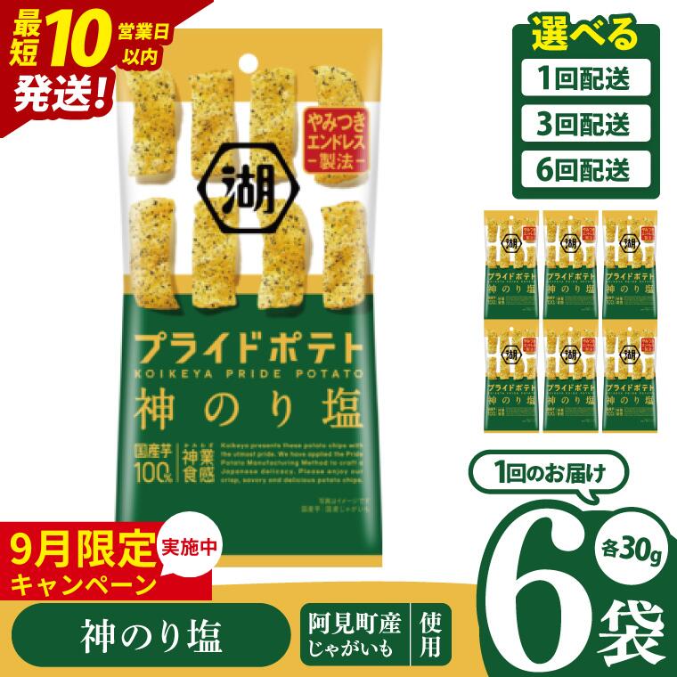 【ふるさと納税】【9月限定価格】【選べる定期便回数】【10営業日以内に出荷】湖池屋 プライドポテトひとくちカット 神のり塩 スリムバッグ 30g×6個|お菓子 おかし おやつ スナック スナック菓子 菓子 ポテチ 大容量 おつまみ じゃがいも（93-121）のサムネイル