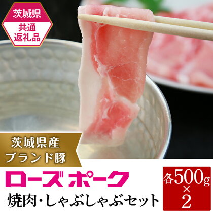 豚肉 ローズポーク ブランド豚 茨城県産 甘い 旨み 19-25【茨城県共通返礼品】茨城県産ブランド豚ローズポーク焼肉・しゃぶしゃぶセット（1kg）