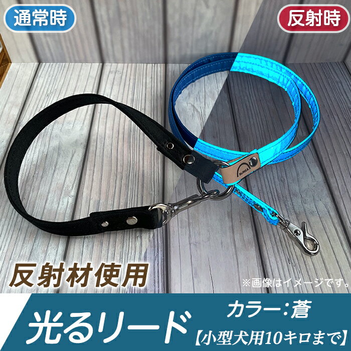 【ふるさと納税】ペット 犬 愛犬 保護 安心 安全 48-16【小型犬用10キロまで】光るリード「蒼」／反射材使用