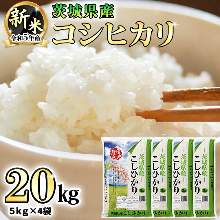 【ふるさと納税】【 9月中旬以降発送 】 令和5年産 新米 茨城県産 コシヒカリ ( 精米 ) 20kg ( 5kg × 4袋 ) 米 こめ 白米 コメ こしひかり 単一米 限定 おすすめ 人気 大人気 国産 茨城県 いばらき ランキング