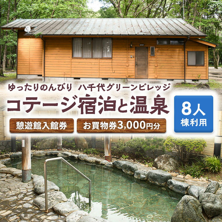 【ふるさと納税】ゆったりのんびり　八千代グリーンビレッジでコテージ宿泊と温泉【8人棟利用】