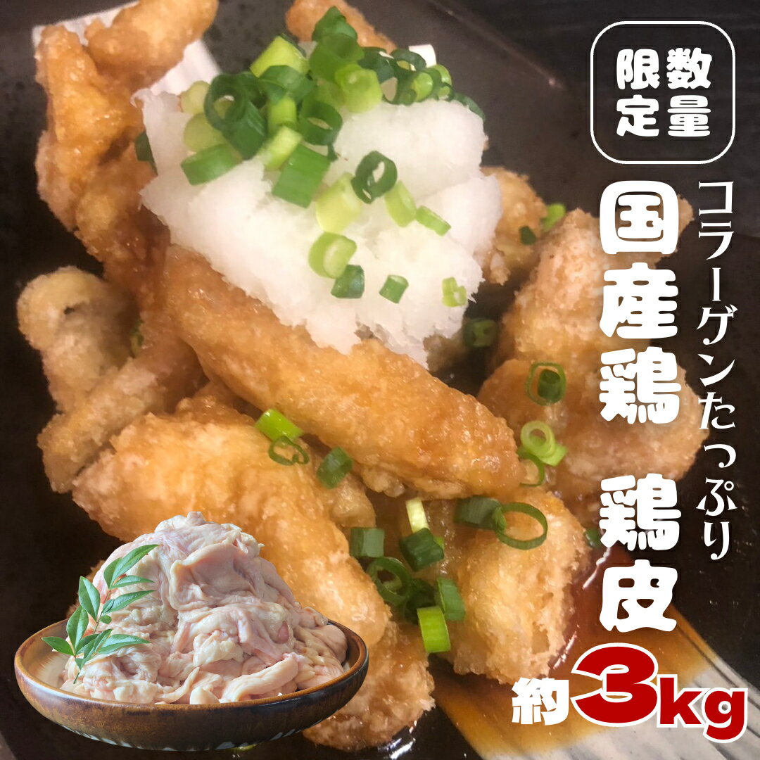 【ふるさと納税】 【 数量限定 】 コラーゲン たっぷり 国産鶏 鶏皮 約 3kg フードロス対策 SDGs とり皮 鳥皮 肉 冷凍