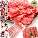 【ふるさと納税】【茨城県共通返礼品/行方市】 美明豚 × 常陸牛 スライス 2kgセットA (美明豚バラ約1,200g 常陸牛モモ約800g 計約2,000g) 豚肉 牛肉 豚 牛 ひたち牛SPF ブランド牛 ブランド豚 詰め合わせ 食べ比べ セット 贈答用 国産