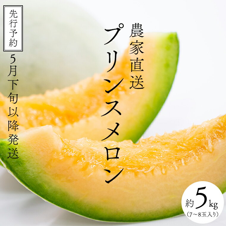 【ふるさと納税】＜ 先行予約 ＞ 【 2023年5月下旬以降発送 】 農家直送 プリンスメロン 1箱 約5kg ( 7～8玉入り ) 期間限定 産地直送 果物 フルーツ メロン 甘いのサムネイル