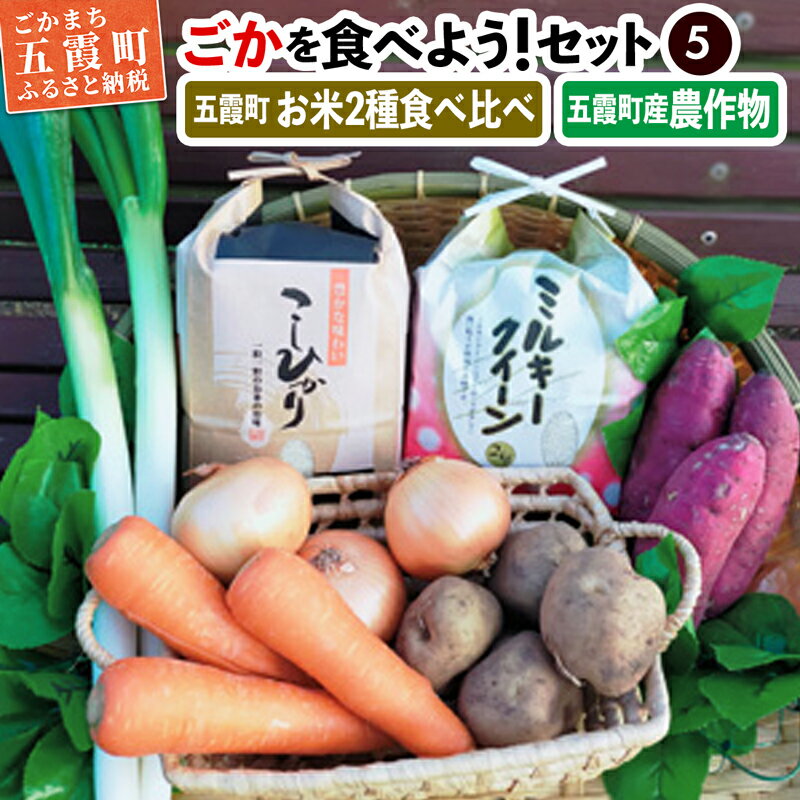 【ふるさと納税】ごかを食べよう!セット5(コシヒカリ2kgとミルキークイーン2kgの食べ比べ、農産物おまかせ4種類)【1279609】