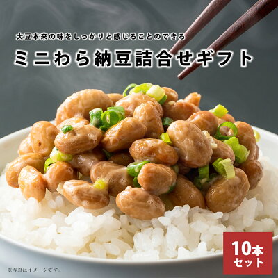 茨城県境町 【ふるさと納税】【国産大豆使用】ミニわら納豆10本 ギフトBOXセット 【茨城県境町産 茨城県産】 | 納豆 ギフト グルメ 送料無料 境町産 茨城県産 大豆100%
