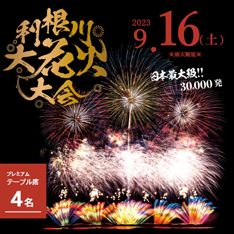 【ふるさと納税】【先着100組限定】第36回利根川大花火大会　観覧チケット「プレミアムテーブル席（4名）」駐車場付き 花火大会 茨城県 境町 夏 イベント 花火 特別 利根川花火大会 利根川