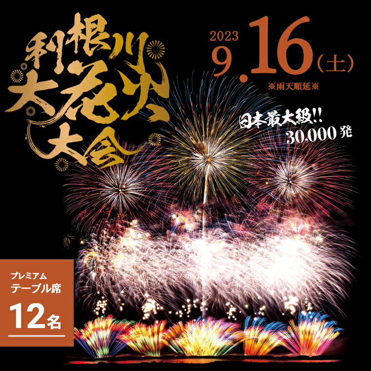 【ふるさと納税】【数量限定】第36回利根川大花火大会　観覧チケット「プレミアムテーブル席（12名）」駐車場付き 花火大会 茨城県 境町 夏 イベント 花火 特別 利根川花火大会 利根川