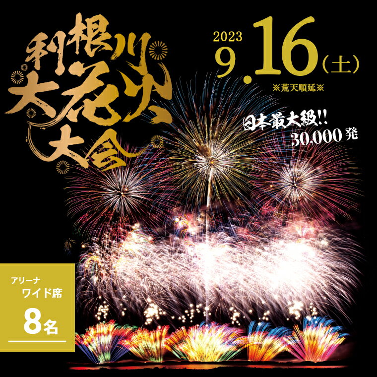 【ふるさと納税】【先着1組限定】第36回利根川大花火大会　観覧チケット「アリーナワイド席（8名）」 駐車場付き 花火大会 茨城県 境町 夏 イベント 花火 特別 利根川花火大会 利根川