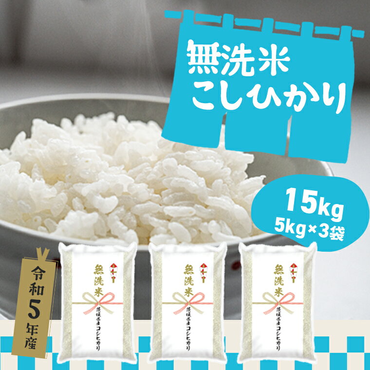 令和5年産 茨城県産 こしひかり 無洗米 15kg(5kg×3袋)|米 2023年産 [発送時期が選べる][沖縄・離島発送不可]