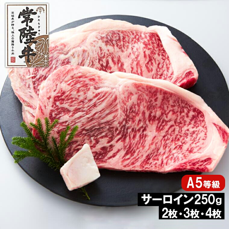 【ふるさと納税】常陸牛A5等級 サーロインステーキ 250g 2～4枚 あらぎりわさび1本付｜肉 牛肉 和牛 国産 茨城県産 A4 A5