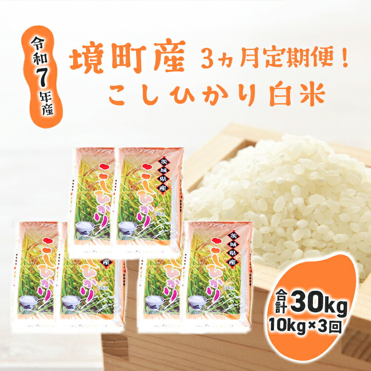 【ふるさと納税】【3ヶ月連続定期便】令和7年産 境町のこだわり「こしひかり」 白米10kg(5kg×2袋)×3ヶ月（合計30kg）| 米 2025年産 令..