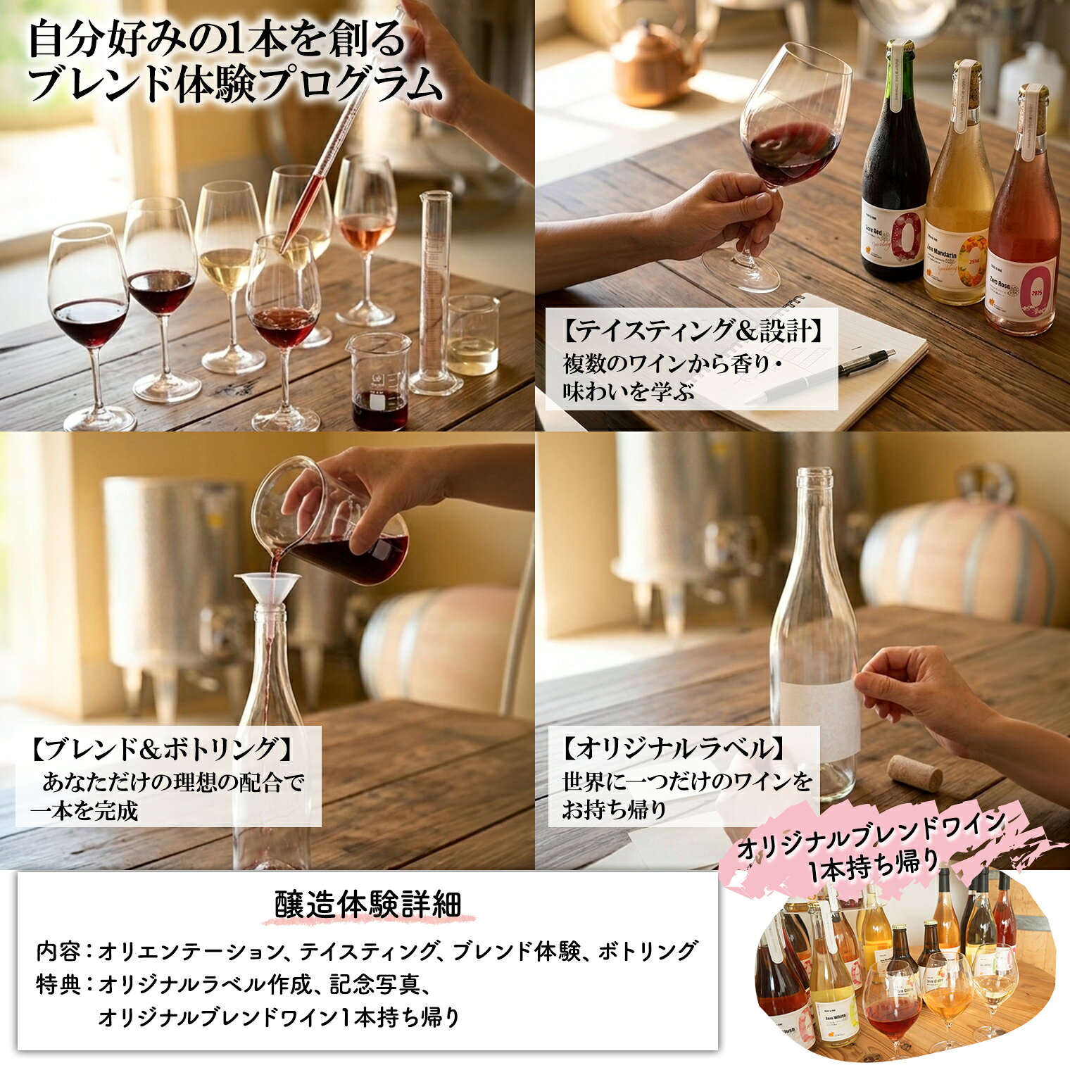 【ふるさと納税】オリジナルワインブレンド体験 1名様利用券 ワイン1本付き 試飲 オリジナルラベル ツアー 酒 お酒 赤 白 飲み比べ ギフト 甘口 辛口 さかいまちワイナリー f085464-sakai-10001908 茨城県境町 サンプル画像2