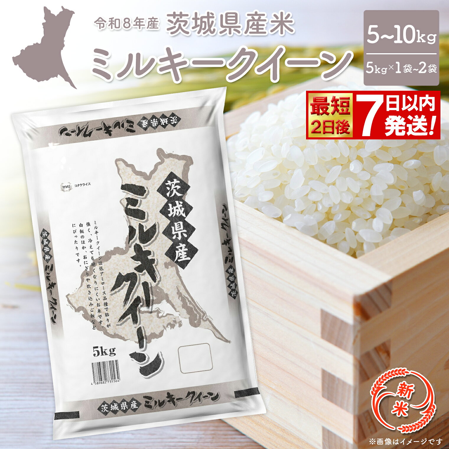 ★新米★ 米 5kg 10kg ミルキークイーン 令和8年産 茨城県産 精米 小分け 少量 送料無料 ランキング1位 2026年産 ブランド米 ミルキークイーン