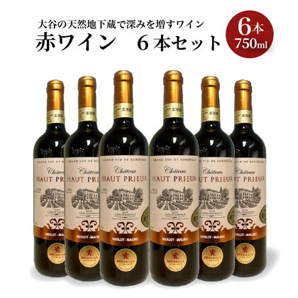 大谷の天然地下蔵で深みを増すワイン 赤ワイン 6本セット【 赤ワイン お酒 ギフト 栃木県 宇都宮市 】※配送不可地域：離島