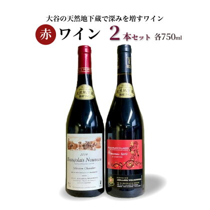 大谷の天然地下蔵で深みを増すワイン 赤ワイン 2本セット【 赤ワイン お酒 飲み比べ セット ギフト 栃木県 宇都宮市 】※配送不可地域：離島