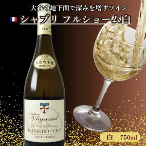 【ふるさと納税】大谷の天然地下蔵で深みを増すワイン シャブリ フルショーム白 1本 | 白ワイン お酒 ギフト 栃木県 宇都宮市 ※離島への配送不可