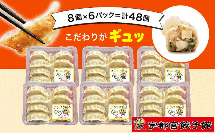 「宇都宮餃子館」の ニンニク餃子 8個入り×6パック(計48個)[ 餃子 冷凍 ぎょうざ 栃木県 宇都宮市 ]※配送不可地域:離島