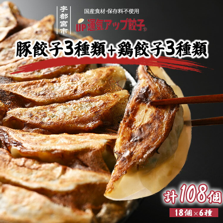 【ふるさと納税】宇都宮餃子 運気アップ餃子 6種類味比べ(合計108個)【 餃子 食べ比べセット 冷凍餃子 冷凍食品 惣菜 栃木県 宇都宮市 】※配送不可地域:...