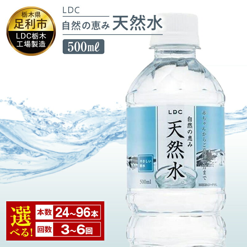 【ふるさと納税】 LDC自然の恵み天然水500ml お届け回数：3回または6回　合計：72本〜576本　さわやかな飲み心地のやさしい軟水 F7Z-43..