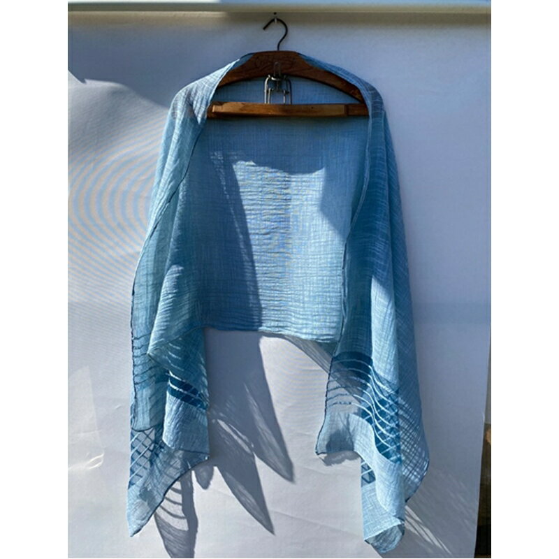 【ふるさと納税】藍染めストール(端部横ストライプ)【 ストール ファッション 栃木県 足利市 】 F7Z-1299