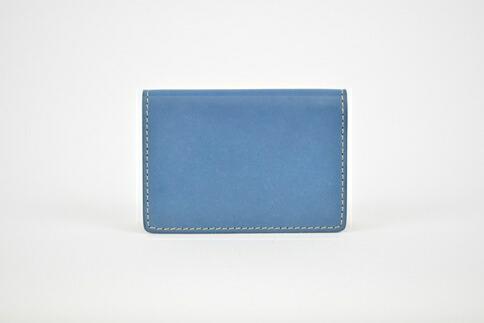 【ふるさと納税】【全7色】栃木レザーの名刺入れ 約50枚収納 ポケット4つ Card holder 02/ブルー/minca　416