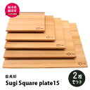 Sugi Square plate15 2枚セット 工芸品 日光杉 木工 プレート 間伐材　