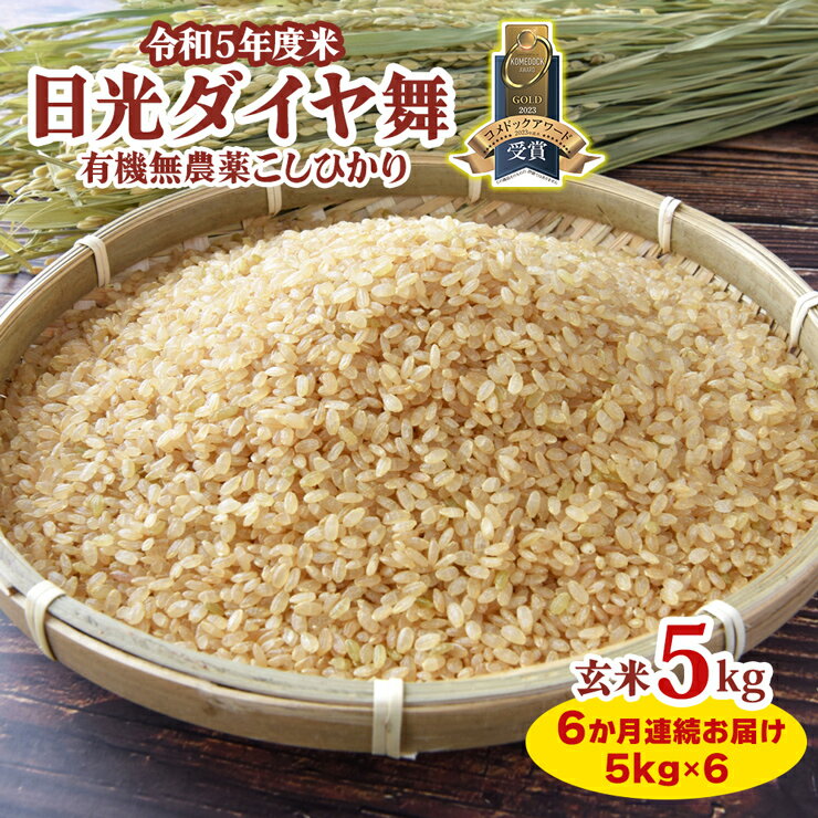 《6か月連続お届け》日光ダイヤ舞令和5年度米｜有機栽培こしひかり JAS有機転換中 コシヒカリ 精米 お米 ごはん 国産 産地直送 