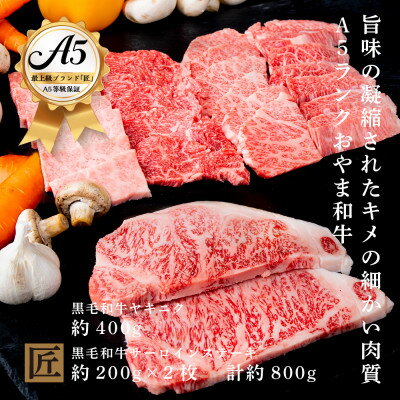 【ふるさと納税】おやま和牛 A5 極 「サーロイン約200g×2枚」 と 「焼肉約400g」【配送不可地域:離島】【1096956】