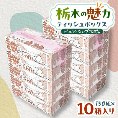 【ふるさと納税】【10箱入り】使い切りパック!栃木の魅力ティッシュボックス※配送不可地域:離島・沖縄【配送不可地域：離島・沖縄県】【1454530】