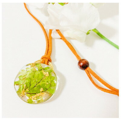 アジアンタムの葉ネックレス・グリーンカラー