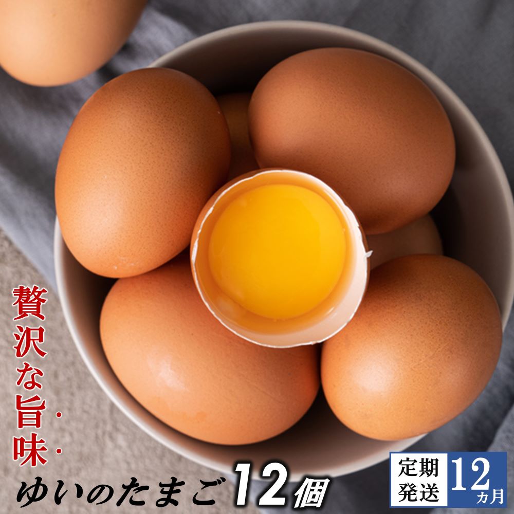 【ふるさと納税】【定期便12回】おいしく食べて社会貢献「ゆいのたまご」12個|たまご卵高級定期便特産品栃木県真岡市