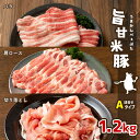 【ふるさと納税】旨甘米豚 詰め合せAタイプ バラ・肩ロース・切り落とし 計1.2kg｜ 豚肉 旨甘米豚 セット 1.2kg 特産品 栃木県 真岡市 送料無料