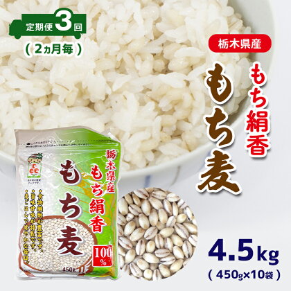 定期便3回 2ヵ月毎 栃木県産もち絹香 もち麦 (450g×10袋) 4.5kg