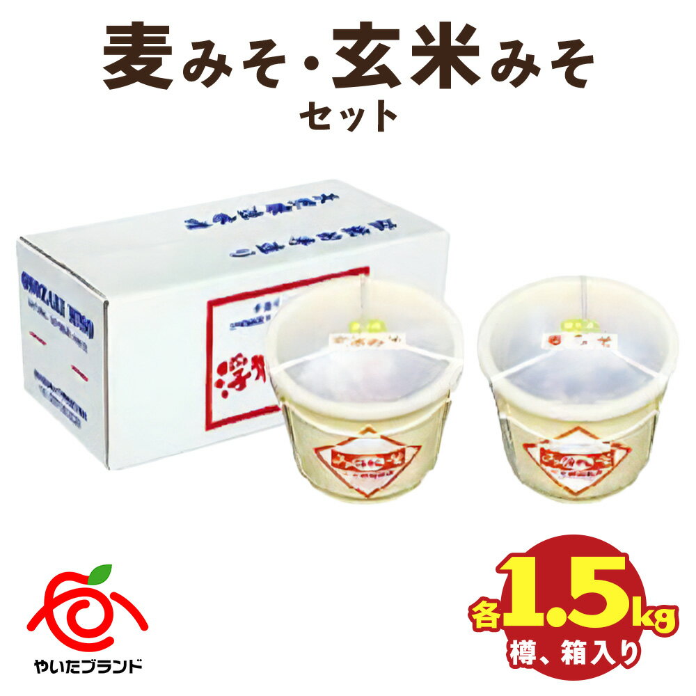 麦みそ・玄米みそセット(各1.5kg樽、箱入り)|味噌 調味料 産地直送 グルメ ギフト [0343]