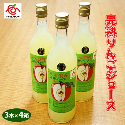 完熟りんごジュース3本×4箱｜林檎 リンゴ 果汁100% 産地直送 [0389]