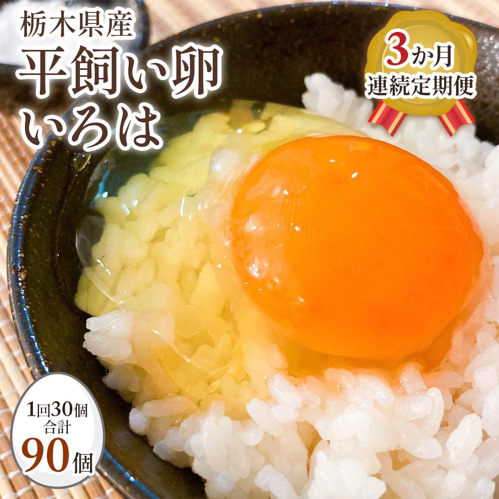 【ふるさと納税】[平飼い卵30個×3か月連続定期便] 全体的に甘みとコクのある黄身【平飼い卵いろは】｜矢板市産 こだわり卵 たまご 玉子 生卵 鶏卵 [0434]