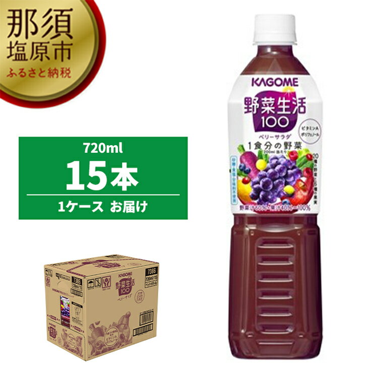 カゴメ 野菜生活100(ベリーサラダ)720ml PET×15本[飲料 野菜ジュース カゴメ 野菜生活100 ベリーサラダ 720ml PET 15本 20種類の野菜 6種類の果実 野菜果実ミックスジュース やさい やさいじゅーす 野菜 栃木県 那須塩原市 ]