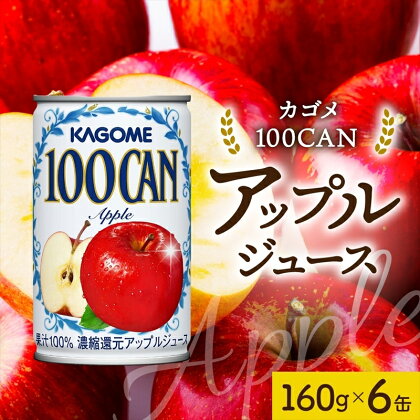 カゴメ 100CAN 160g × 6缶 濃縮還元 アップルジュース 100％ ジュース りんごジュース フルーツジュース 砂糖不使用 果汁 林檎 りんご アップル 飲料 かごめ ドリンク フルーツ 果物 お取り寄せ ギフト 差し入れ 缶ジュース KAGOME 送料無料 那須塩原市