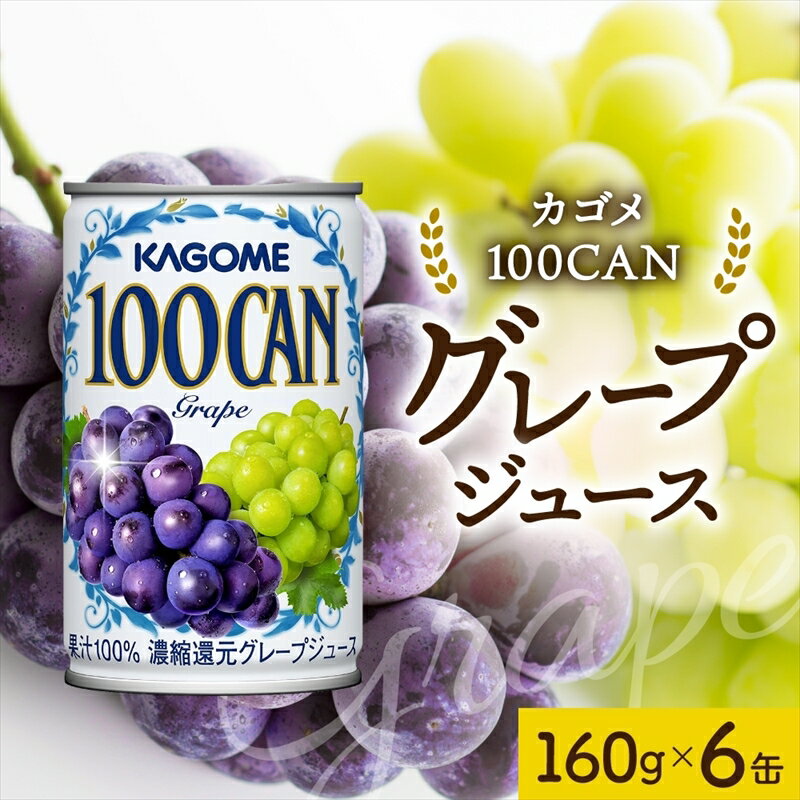 【ふるさと納税】 カゴメ 100CAN 160g × 6缶 濃縮還元 グレープジュース 100％ ジュース 砂糖不使用 フルーツジュース かごめ 果汁 果肉 グレープ ぶどう 葡萄 ブドウ フルーツ 飲料 ドリンク 缶 果物 お取り寄せ ギフト 差し入れ 缶ジュース KAGOME 送料無料 那須塩原市