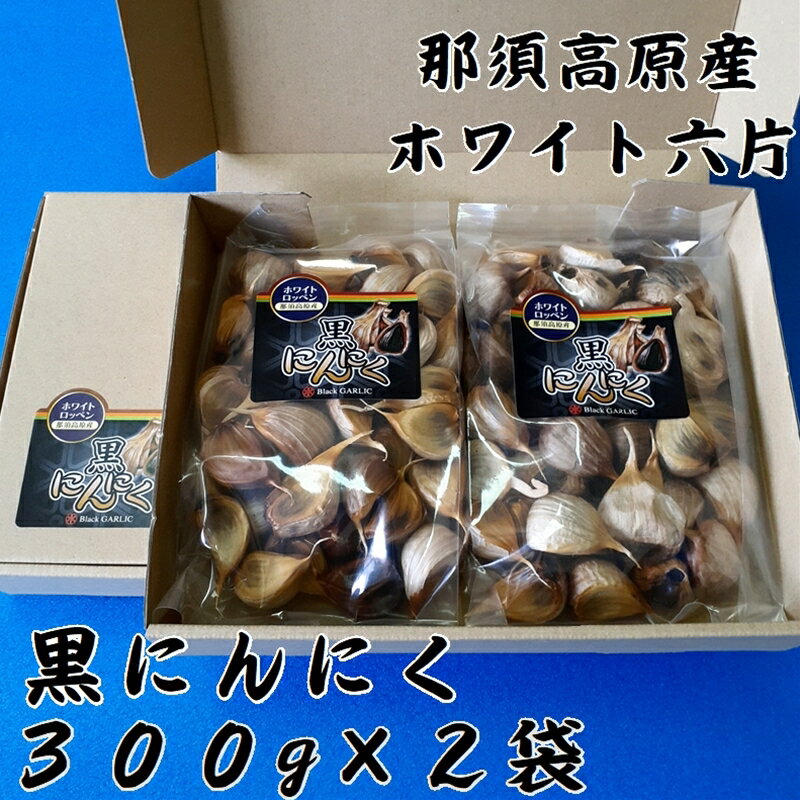 【ふるさと納税】那須高原産ホワイト六片 黒にんにく 300g×2袋【那須高原　自家栽培　ホワイト　六片　にんにく　青森原種　大きい粒　高い糖度　良質なにんにく　自社製法　那須七五郎本舗 栃木県 那須塩原市 】