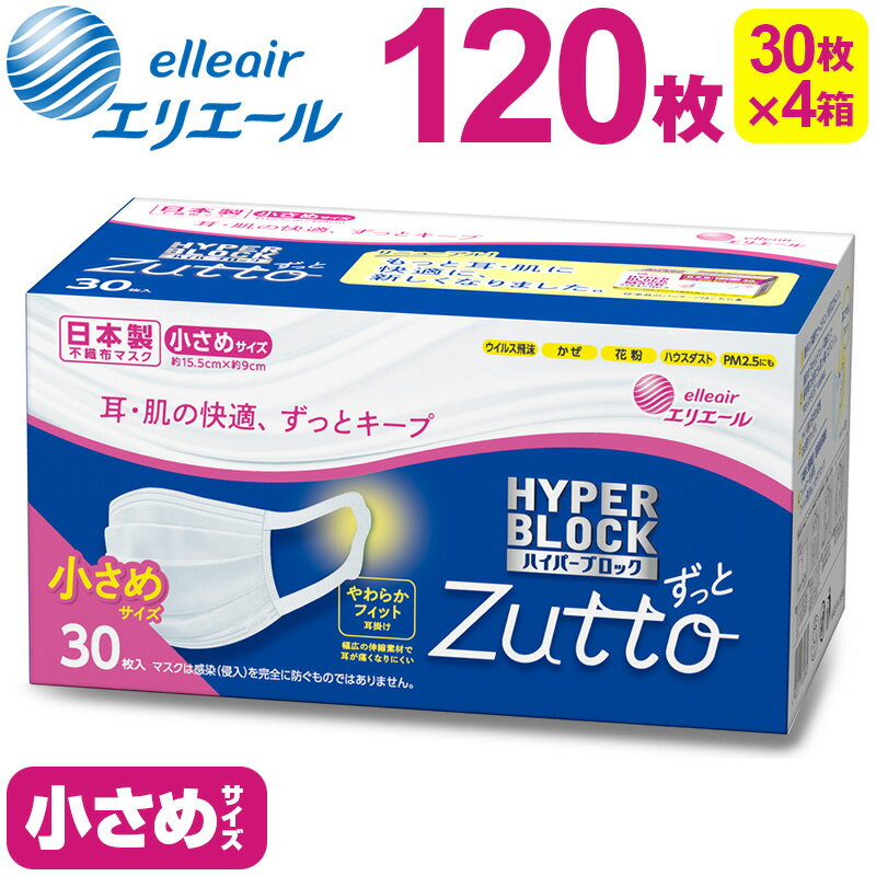 【ふるさと納税】エリエール ハイパーブロックマスク Zutto小さめサイズ 120枚（30枚×4パック）